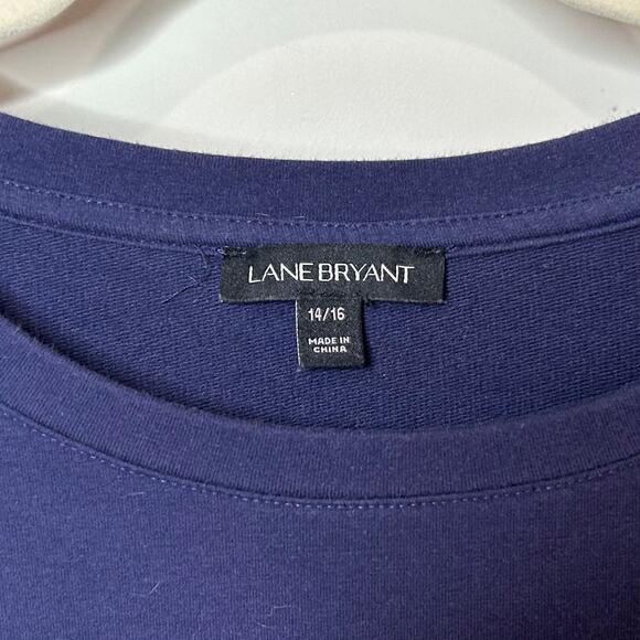 Lane Bryant  Navy Blue and Plaid Layer Shirt Size 14/16 Ruffle Sleeve - Picture 4 of 8